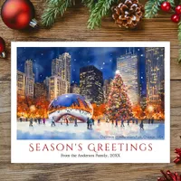 Watercolor Christmas at Millennium Park Chicago Holiday Postcard