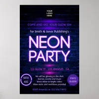 Glow in the Dark Neon Corporate party invitation Poster