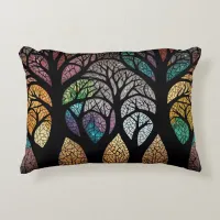 Enchanted Forest: A Stained Glass Masterpiece Accent Pillow