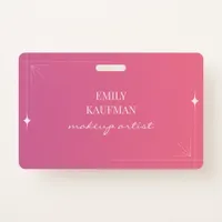 Modern Pink Gradient Makeup Artist Business Badge