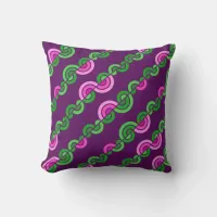 Abstract purple green flowers pattern throw pillow