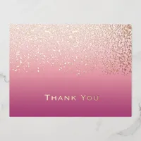 Rose Gold Foil Wedding Thank You  Foil Holiday Postcard