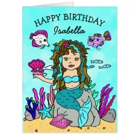 Jumbo Sized Mermaid Happy Birrthday Personalized Card