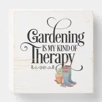 Garden Therapy Boots Wood Box Sign