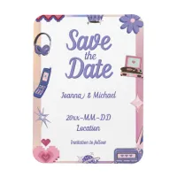 Y2K Pink Purple 2000s Retro Tech Save the Date Magnet