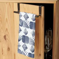 Bold Caribbean Tribal Mudcloth: White, Navy Blue Kitchen Towel