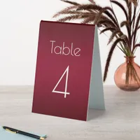 Burgundy Red Wedding Number Table Tent Sign