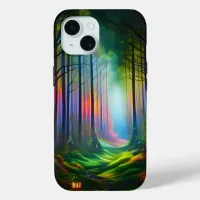 Dreamy Rainbow Colored Forest Trail Digital AI Art iPhone 15 Case