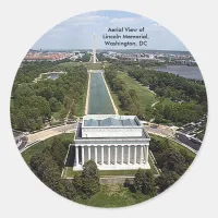 Aerial View of the Lincoln Memorial, Washington, D Classic Round Sticker