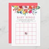 Wildflower Floral Flowers Baby Shower Bingo Game Invitation