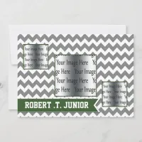 chevron green gray 3 photo Graduation Invites