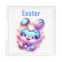 Cute bunny Happy Easter | Acrylic Tray