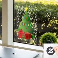 Christmas Snow Tree Home Storefront 8x11 Vinyl Window Cling