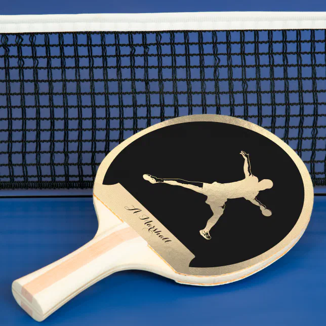 Golden ping-pong player ping pong paddle