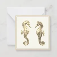 Pair of Golden Seahorses Sea Ocean Animal Wildlife Note Card