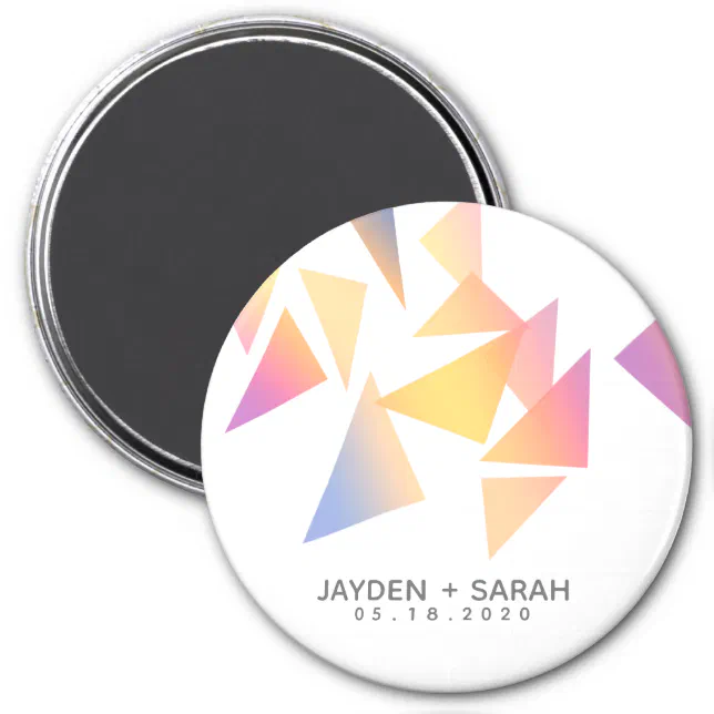 Pastel Triangle Confetti Save the Date Wedding Magnet