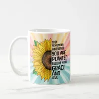 Inspirational Quote and Hand Drawn Sunflower Coffee Mug
