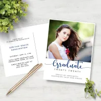 Modern Elegant Graduation Script Photo Announcement Postcard