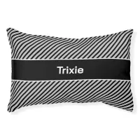 Black and White Diagonal Stripe Personalized Pet Bed