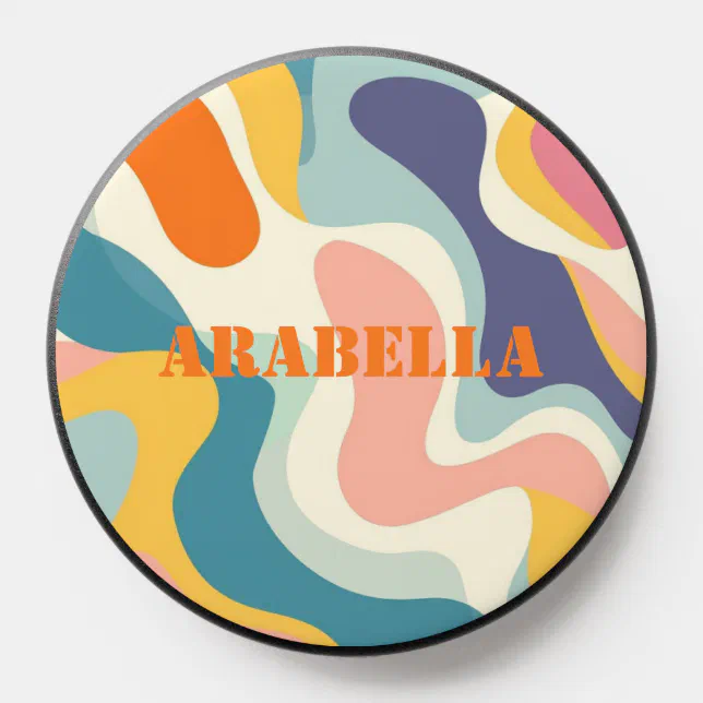Retro Groovy Abstract Colorful Pattern PopSocket