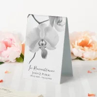 Black White Orchids on Stem Celebration of Life Table Tent Sign