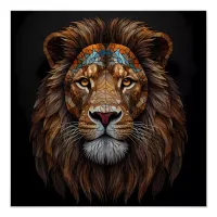 Majestic Mosaic Lion Head Poster