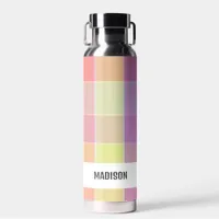 Trendy Modern Personalized Plaid Water Bottle