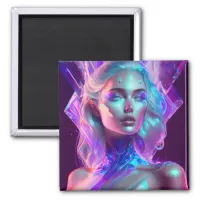 Gorgeous Ai Art Pretty Icy Glass like Woman Magnet