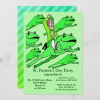 St. Patrick's Day Party Irishman Riding a Frog Invitation