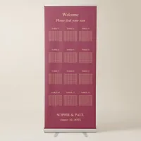 Burgundy Gold 12 Table Seating Chart Retractable Banner