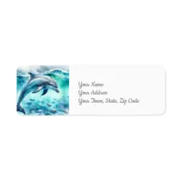 Dolphin Under the Sea Coastal Beach Label