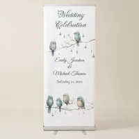 Rustic Woodland Love Birds Celebration Retractable Banner