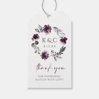 Bridal Shower Favor Tags - Plum Purple Floral