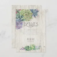Succulents and Rustic Wood Details Insert ID515 Invitation