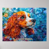 Cocker Spaniel Quilling Art Dog Portrait Poster