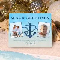 Budget Nautical Christmas Anchor Seas Photo Card