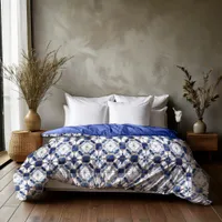 Mosaic Moroccan Tile Pattern#2 Blue White ID1078 Duvet Cover