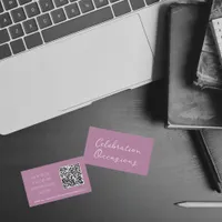 Minimalist Pink QR Code Business Card