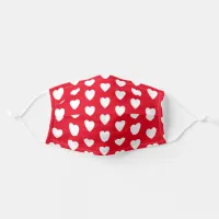 Red and White Love Heart Pattern Adult Cloth Face Mask