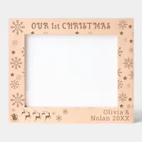 Our First Christmas Santa & Deer Couple Name 10x8 Etched Frames