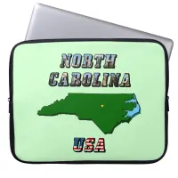 North Carolina Map and Text Laptop Sleeve