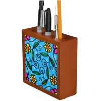 Abstract Floral Desk Organizer