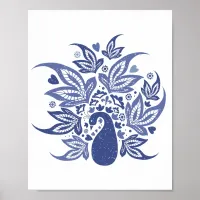 Hamptons Blue Peacock Contemporary Art Poster