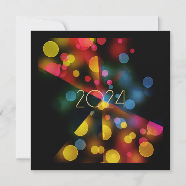 2024 new year with colorful warm bubbles invitation