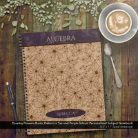 Country Flowers Tan Purple School Subject Name Notebook