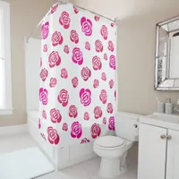 Red Pink and Magenta Roses in a Flowery Pattern Shower Curtain