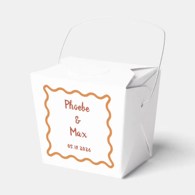 Handwritten Bold Whimsical Wavy Border Wedding  Favor Boxes