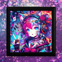 Glitchcore Colorful Anime Girl Artwork  Gift Box