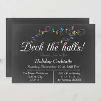 Chalkboard Christmas Lights Holiday party Invites