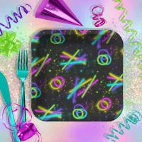 Neon Glow Stick Seamless Pattern ID923 Paper Plates